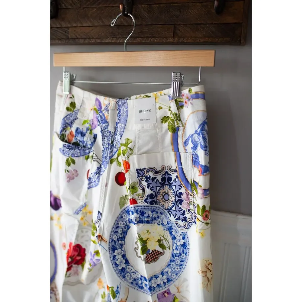 Anthropologie The Colette Cropped Wide-Leg Pants Magic Fabric Edition 28 Floral - Picture 8 of 9